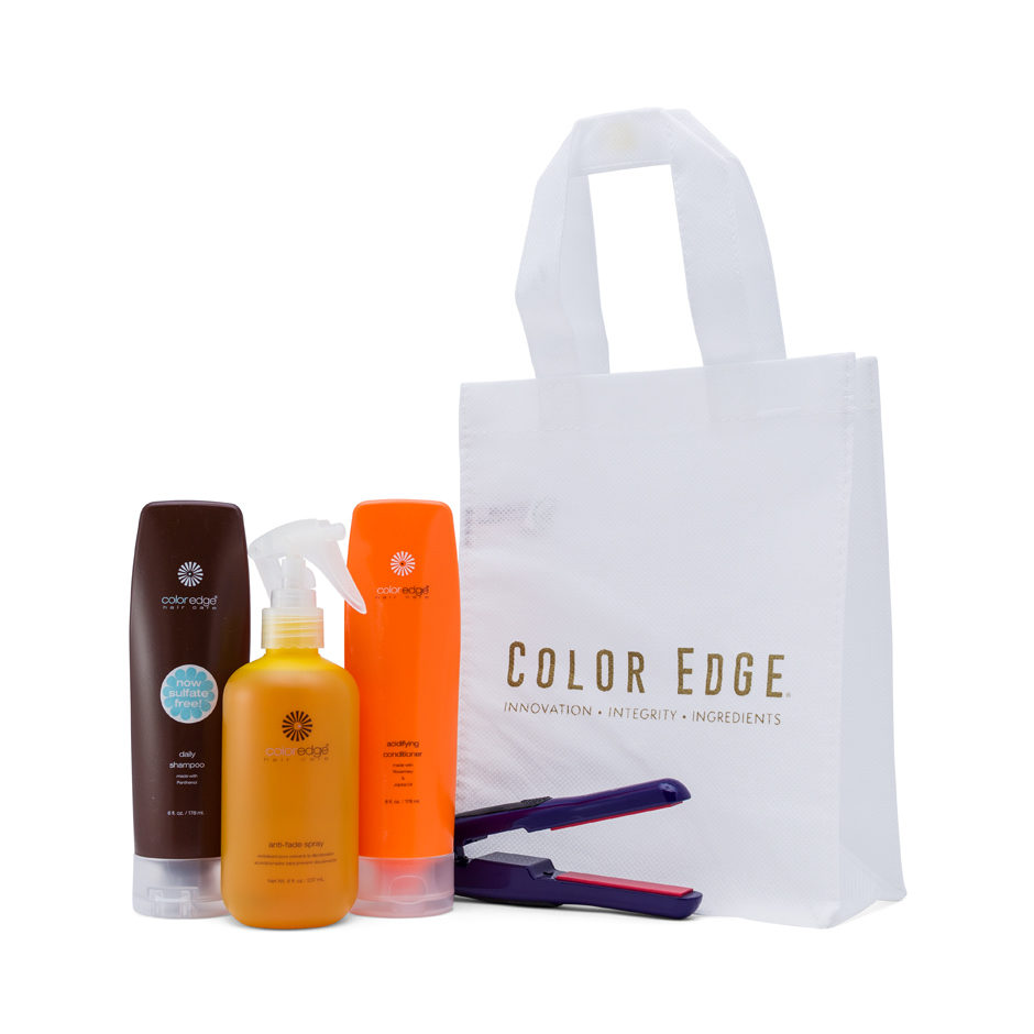 Daily Color Protection Bundle. Includes Color Edge tote bag with 4 hair styling items.