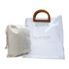 Color Edge clear tote bag. Logo printed in white.