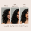 Before and After comparison of how Glazed product defines curls
