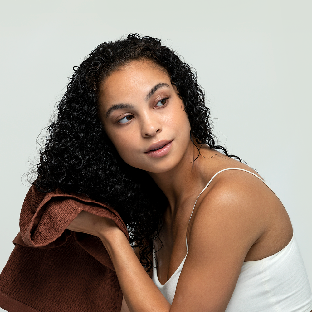 Model using Glazed and Hair Towel