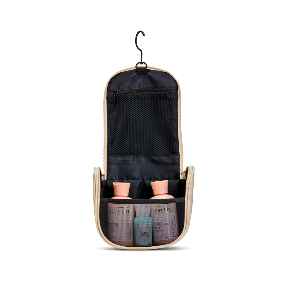 All Hair Essentials Bag, hanging open